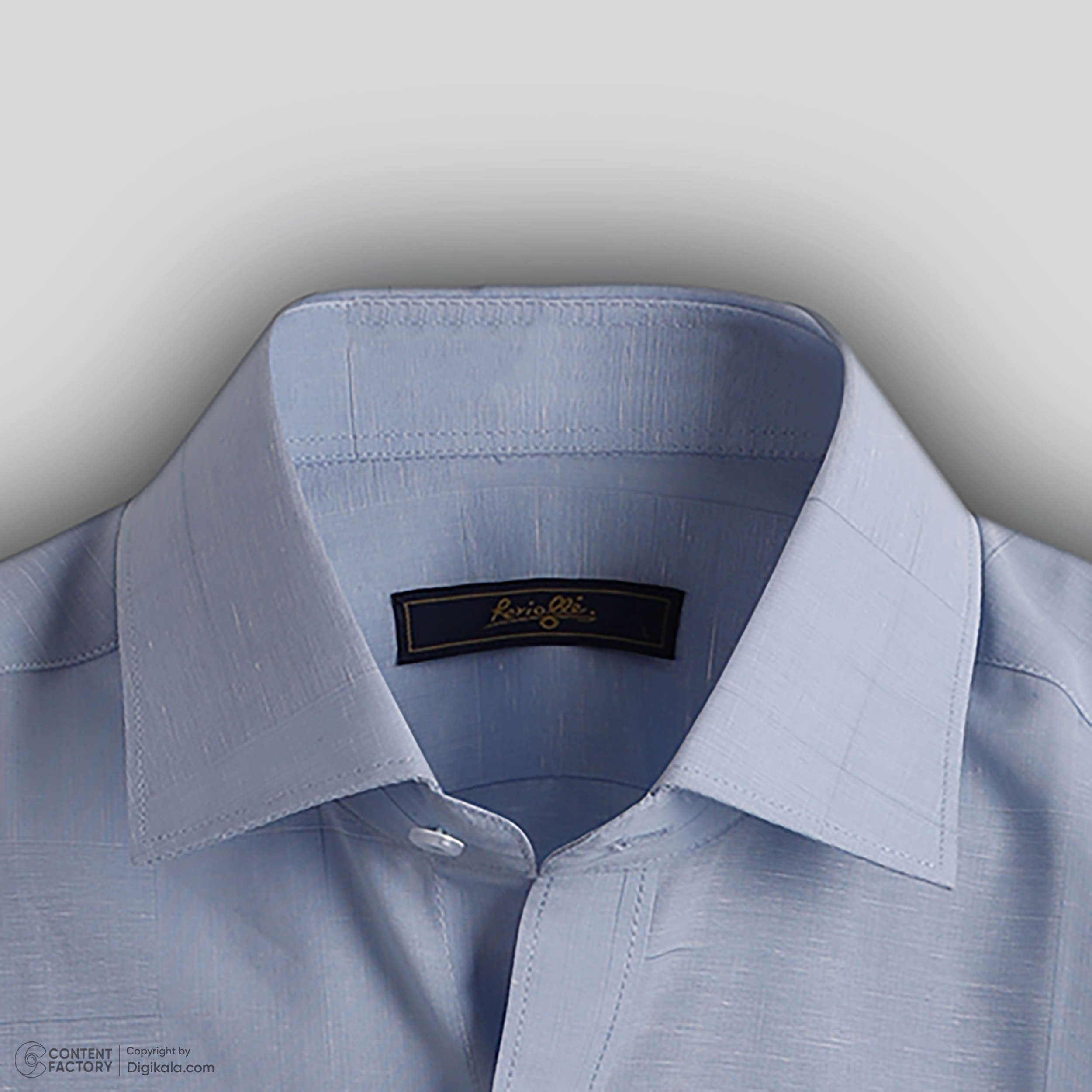 پیراهن آستین بلند آبی پارچه ایتالیا کد:11109 - Image 2