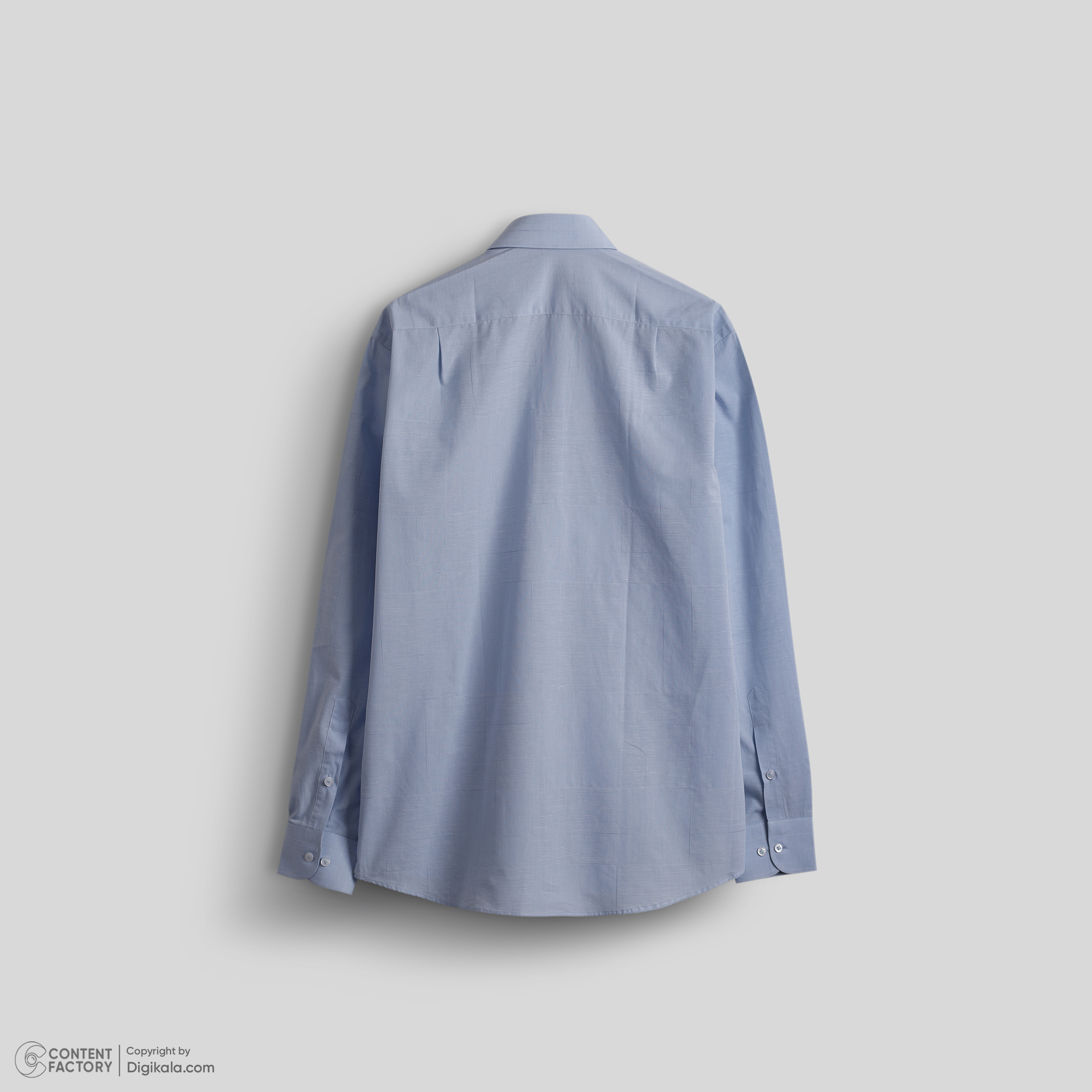 پیراهن آستین بلند آبی پارچه ایتالیا کد:11109 - Image 3
