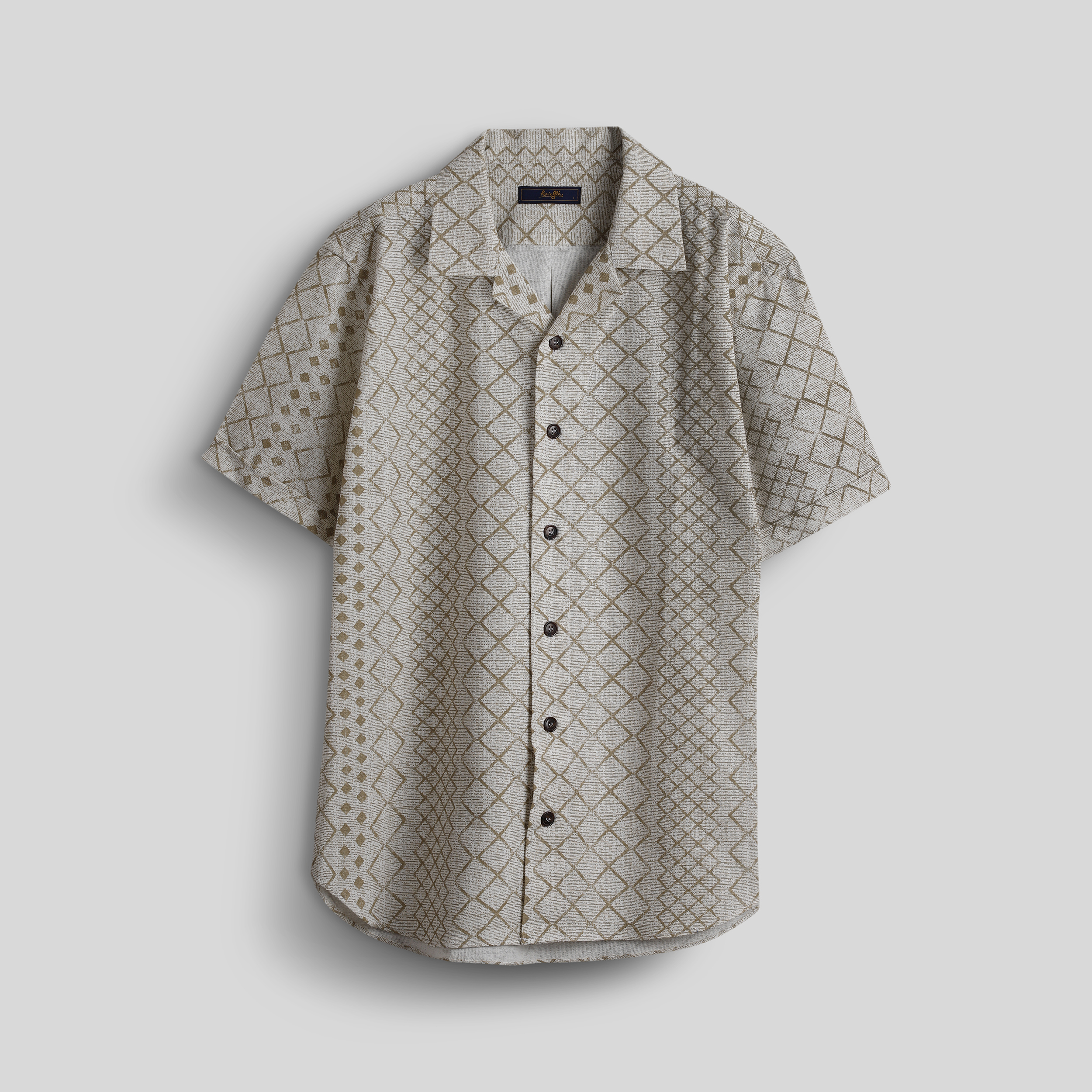 پیراهن آستین کوتاه کنفی یقه شکاری لوزی کرم کد : 11120