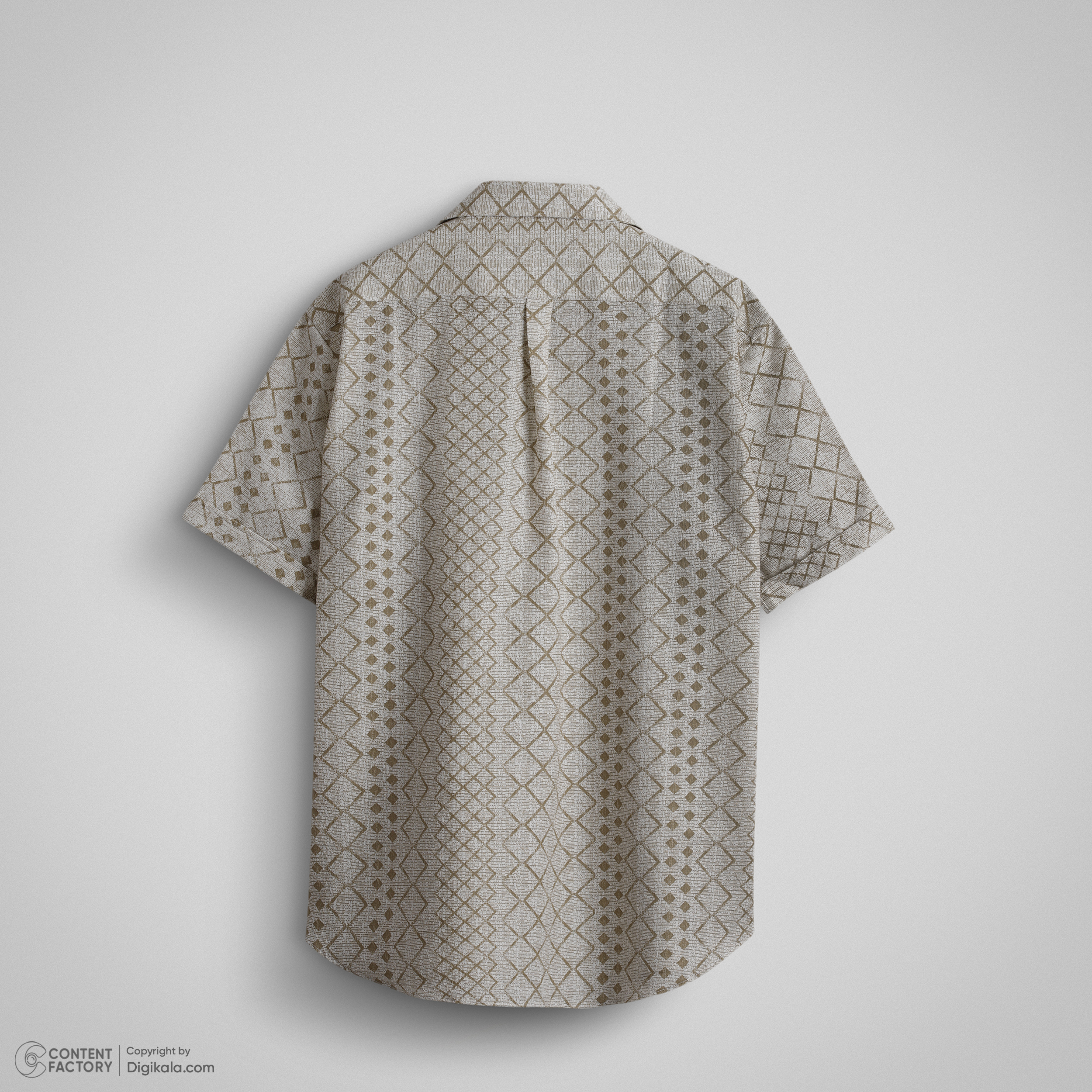 پیراهن آستین کوتاه کنفی یقه شکاری لوزی کرم کد : 11120 - Image 3