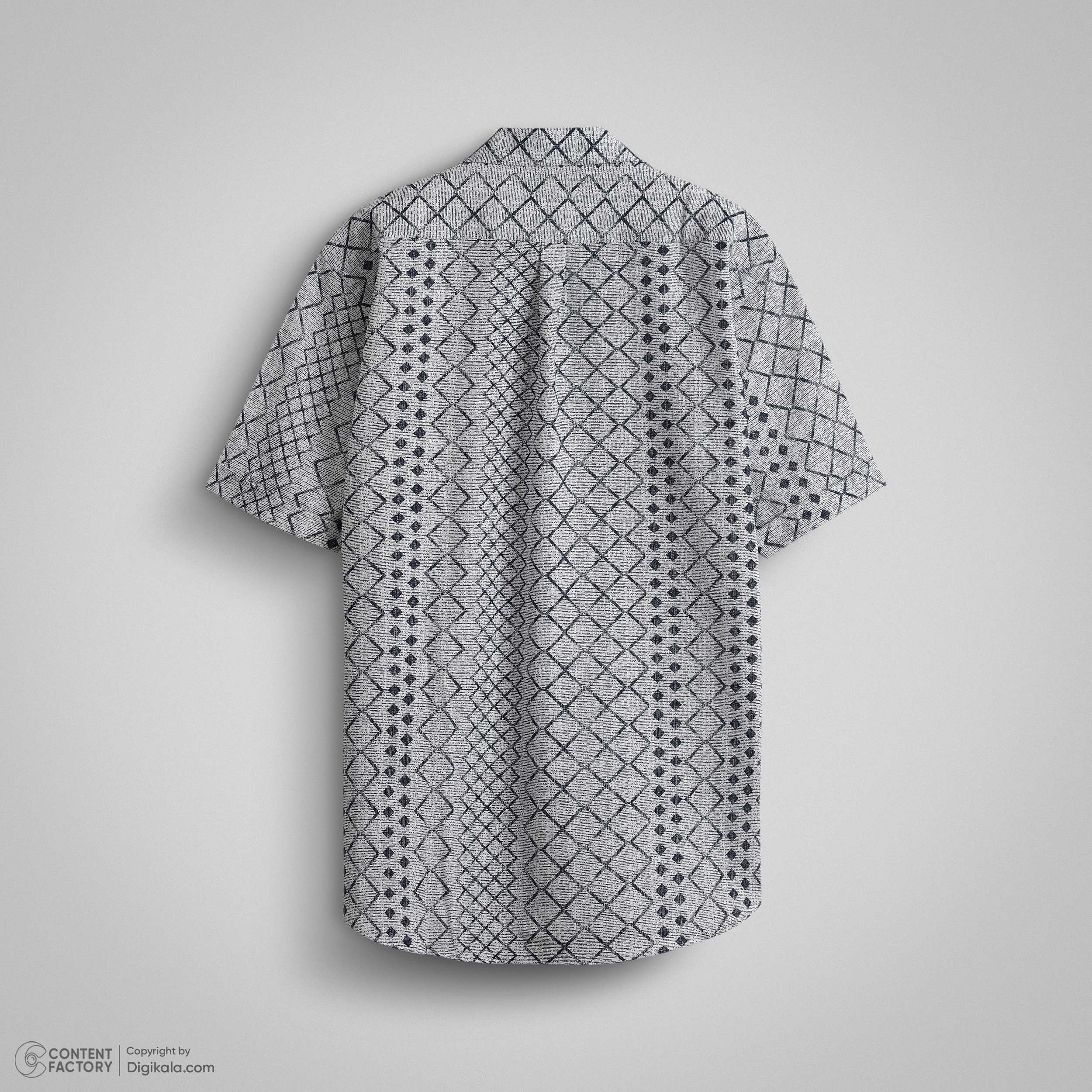 پیراهن آستین کوتاه کنفی یقه شکاری لوزی سرمه ای کد : 11120 - Image 2