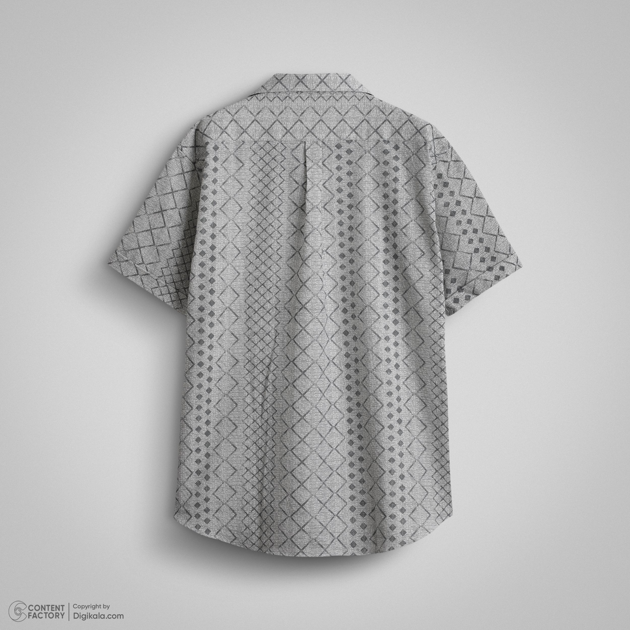 پیراهن آستین کوتاه کنفی یقه شکاری لوزی طوسی کد : 11120 - Image 2
