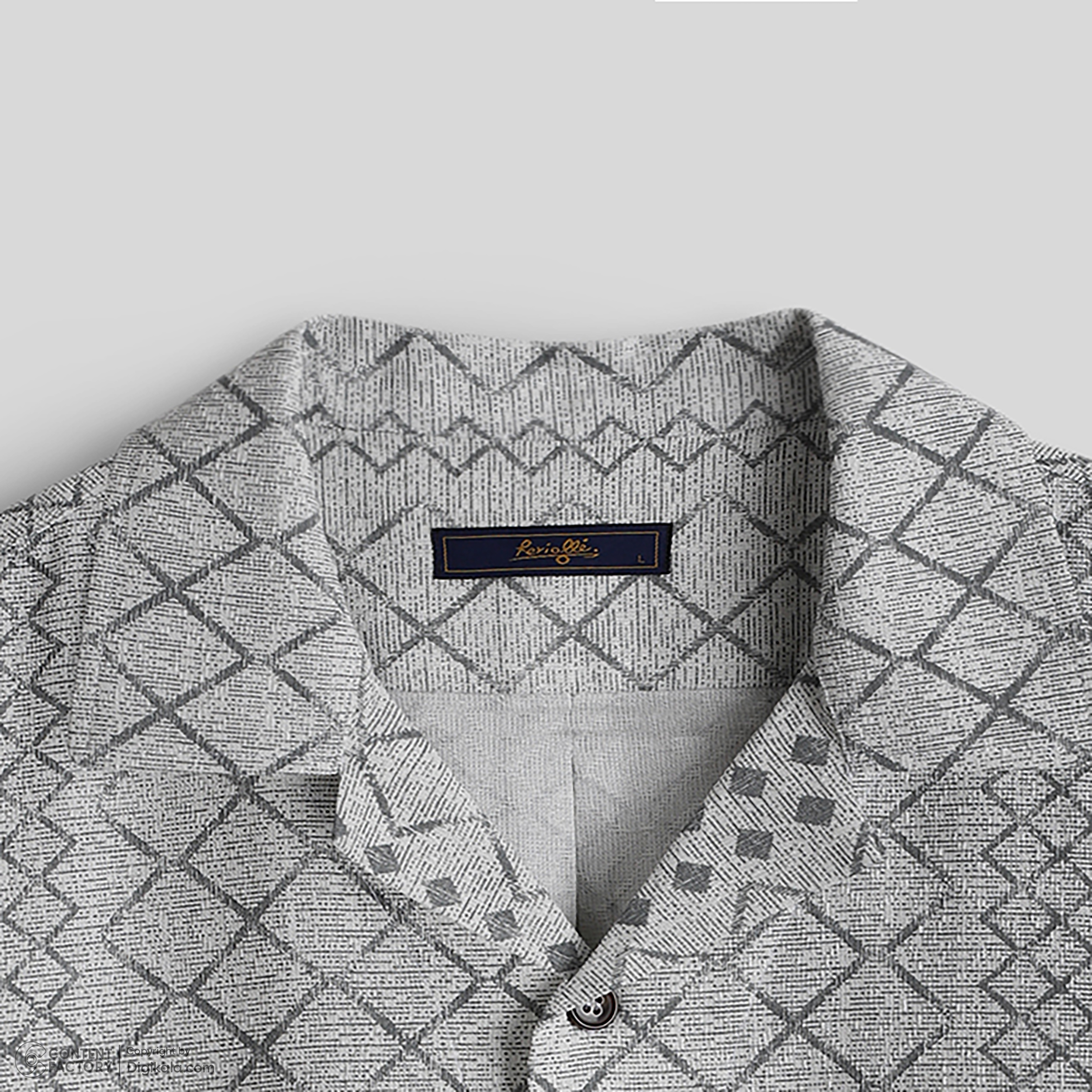 پیراهن آستین کوتاه کنفی یقه شکاری لوزی طوسی کد : 11120 - Image 3