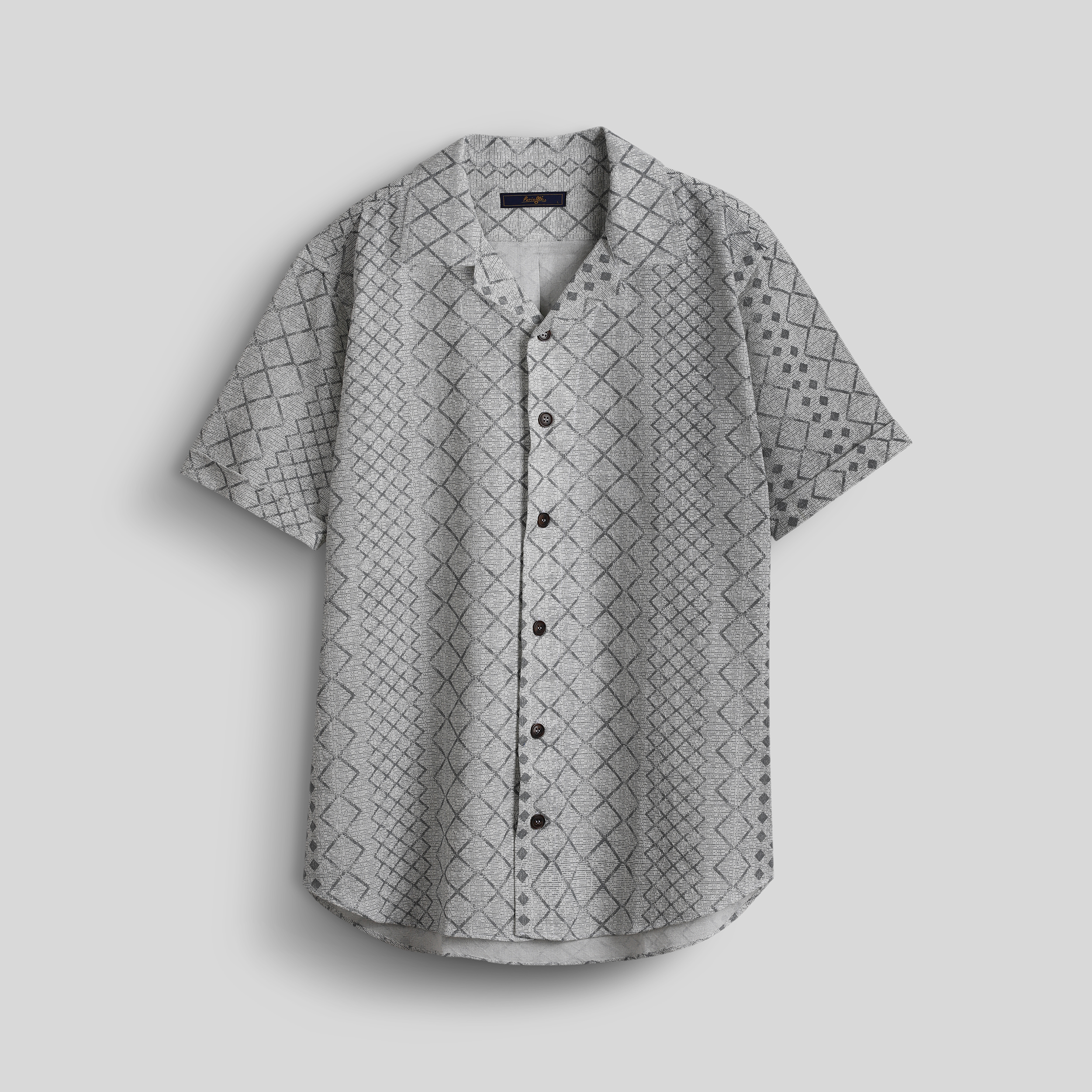 پیراهن آستین کوتاه کنفی یقه شکاری لوزی طوسی کد : 11120